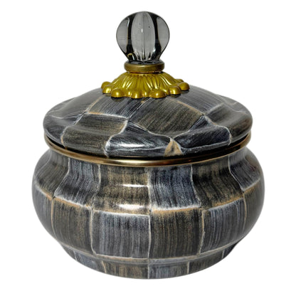 MacKenzie-Childs Enamel Squashed Pot, Royal Check