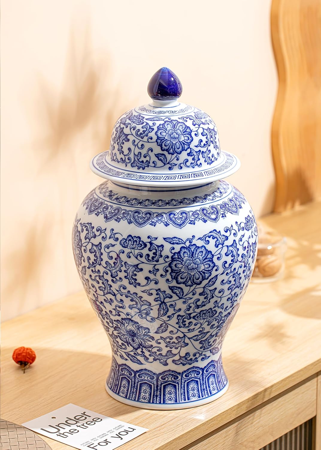 Blue and White Ginger Jar, 9.8 or 15 Inch