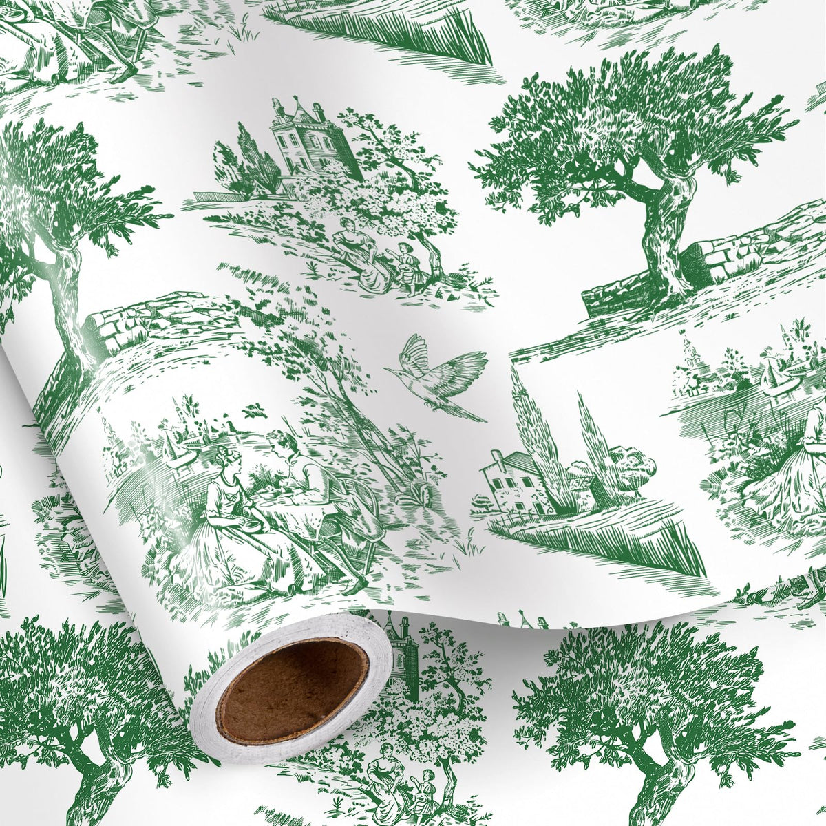 Reversible Toile Christmas Wrapping Paper