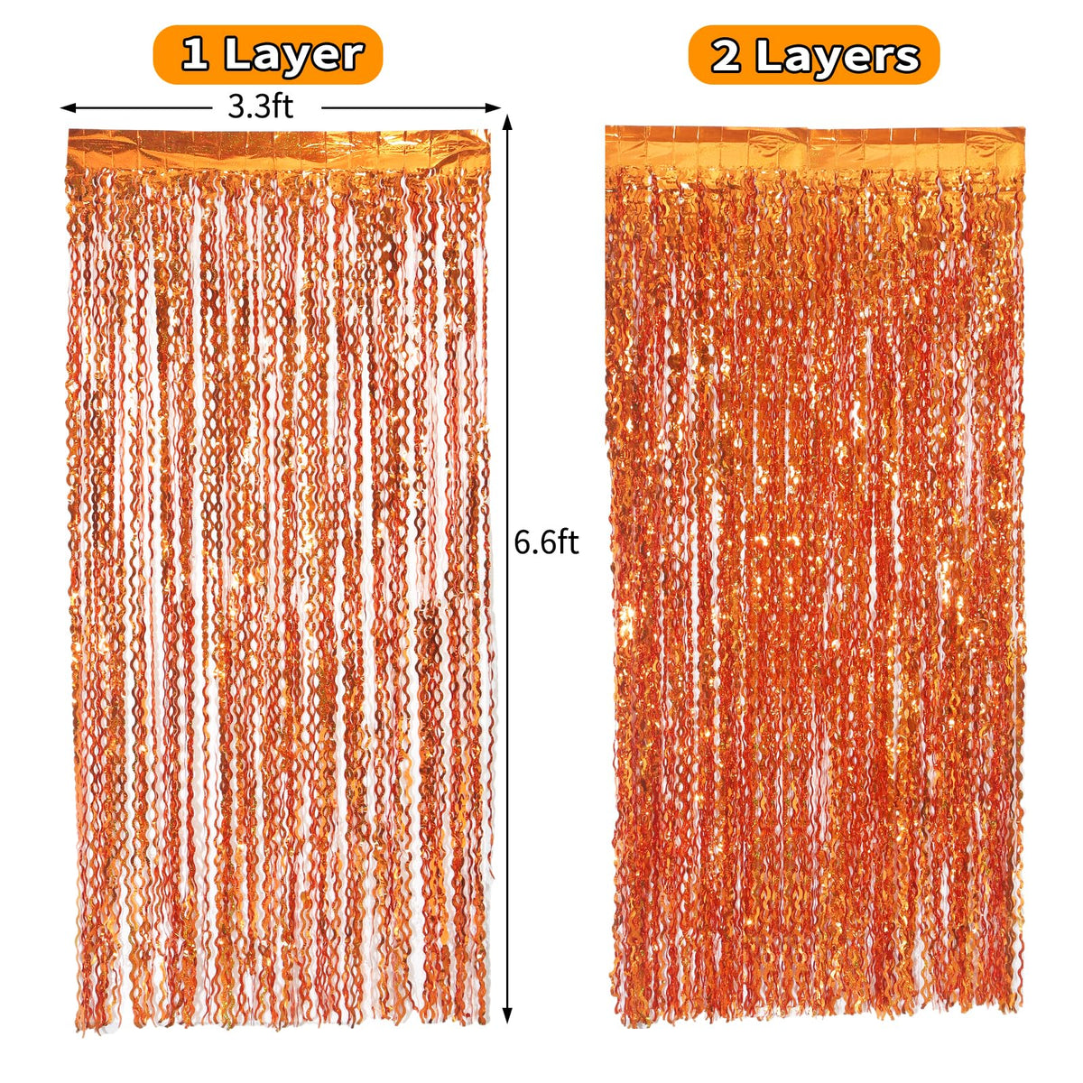 Navy Blue Foil Fringe Curtains, 4 Pack