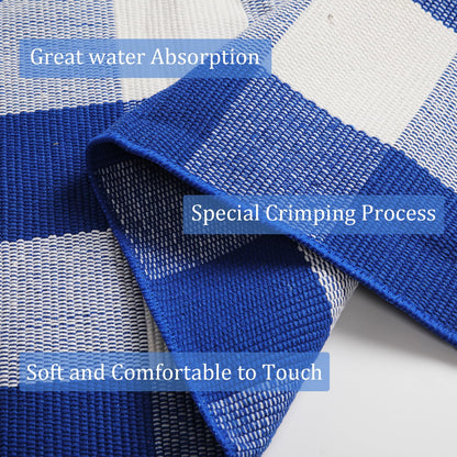 Blue Buffalo Plaid Outdoor Rug, 27.5x43