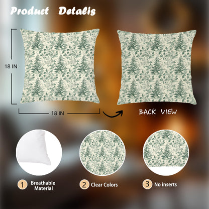 Blue Christmas Toile Pillow Covers, 18x18, Set of 2