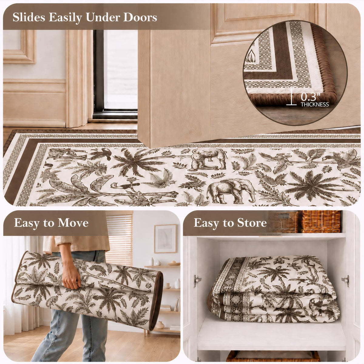Washable French Toile Area Rug