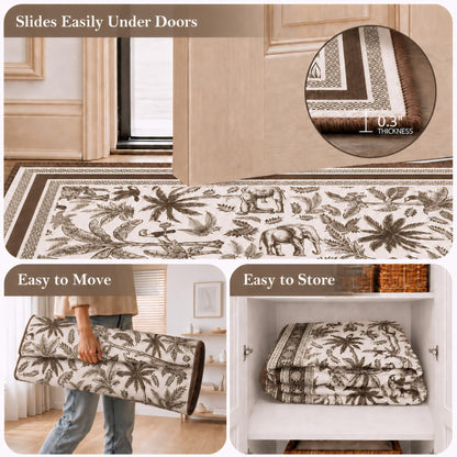Washable French Toile Area Rug
