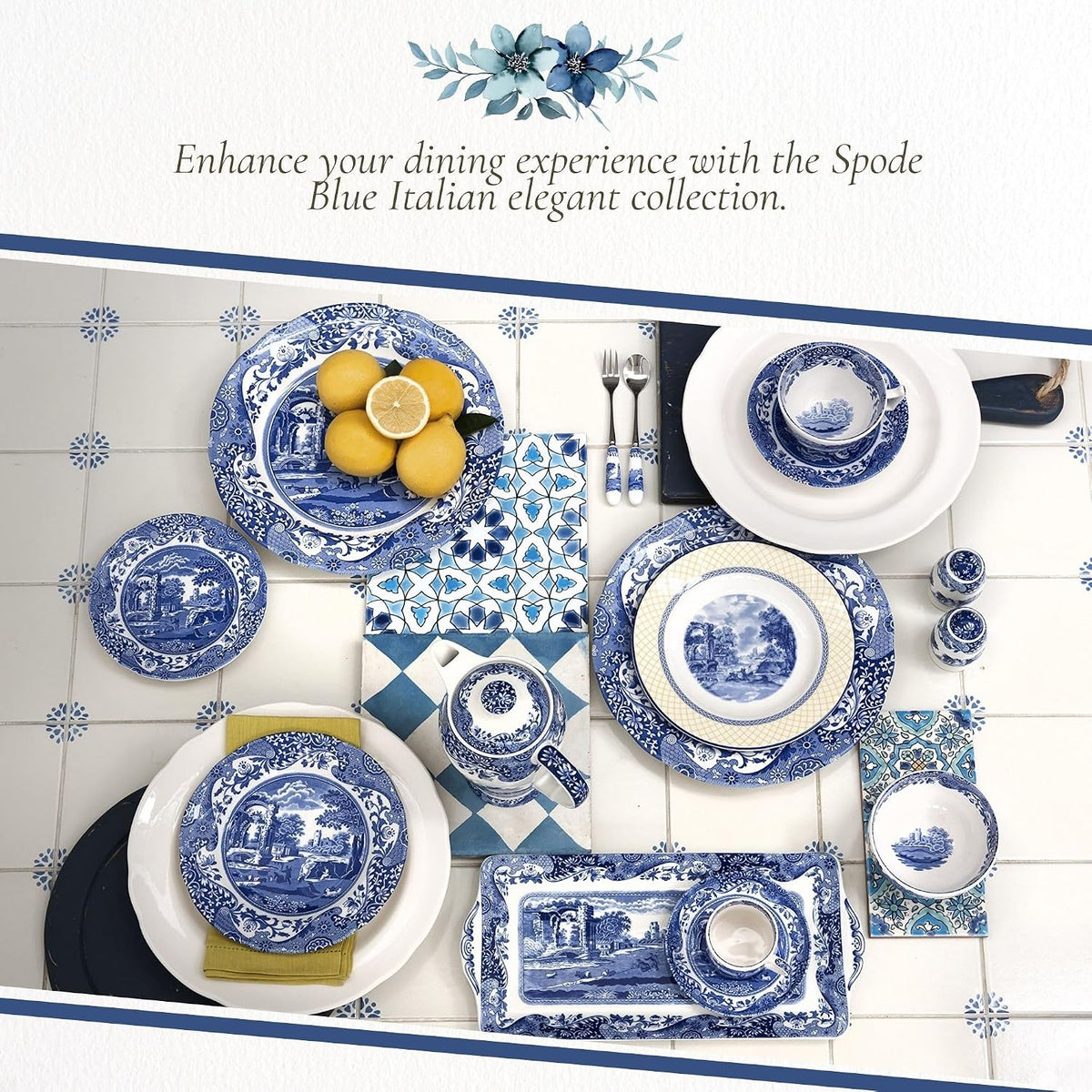 Spode Blue Italian Oval Platter, 12.5 in