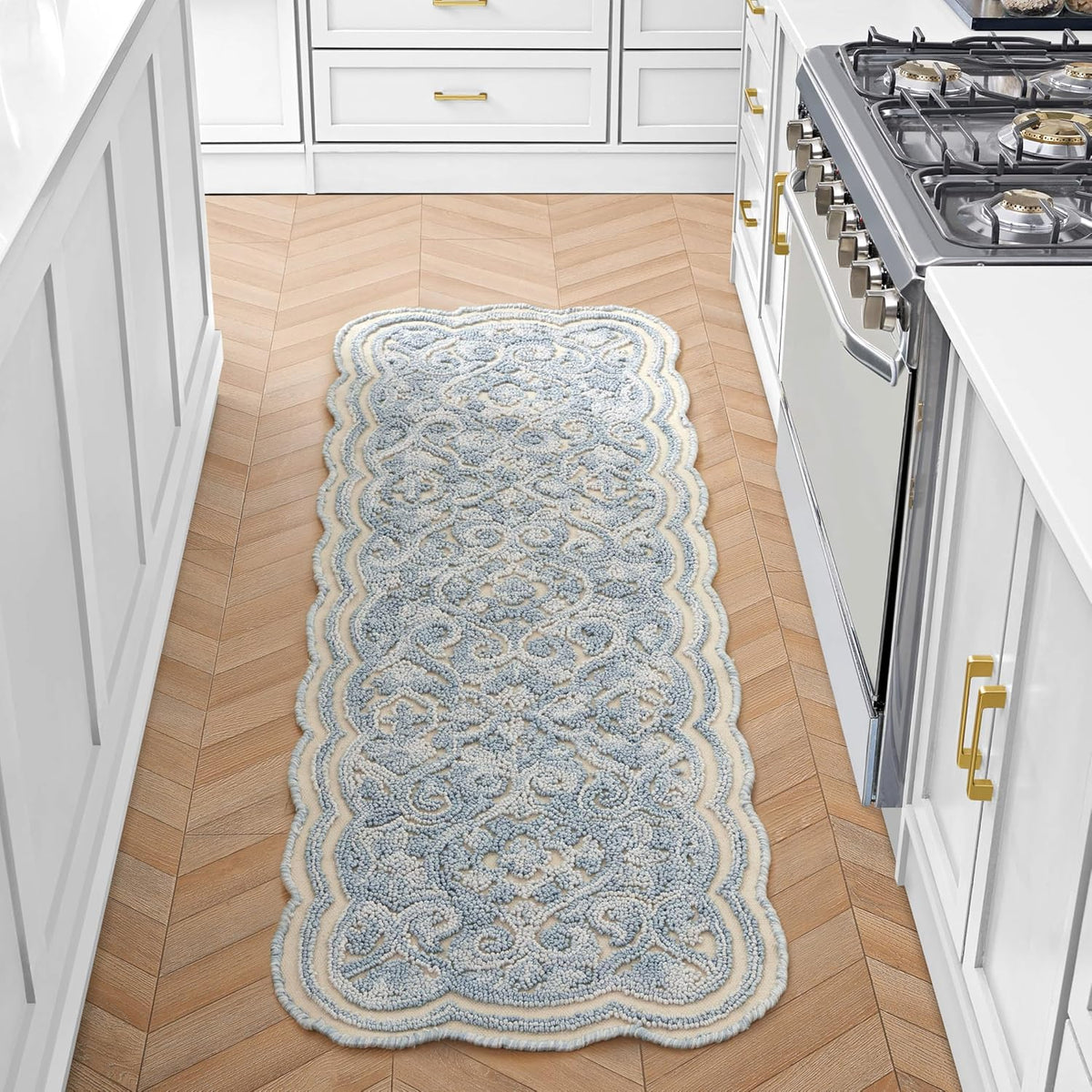 Laura Ashley Scalloped Washable Runner Rug