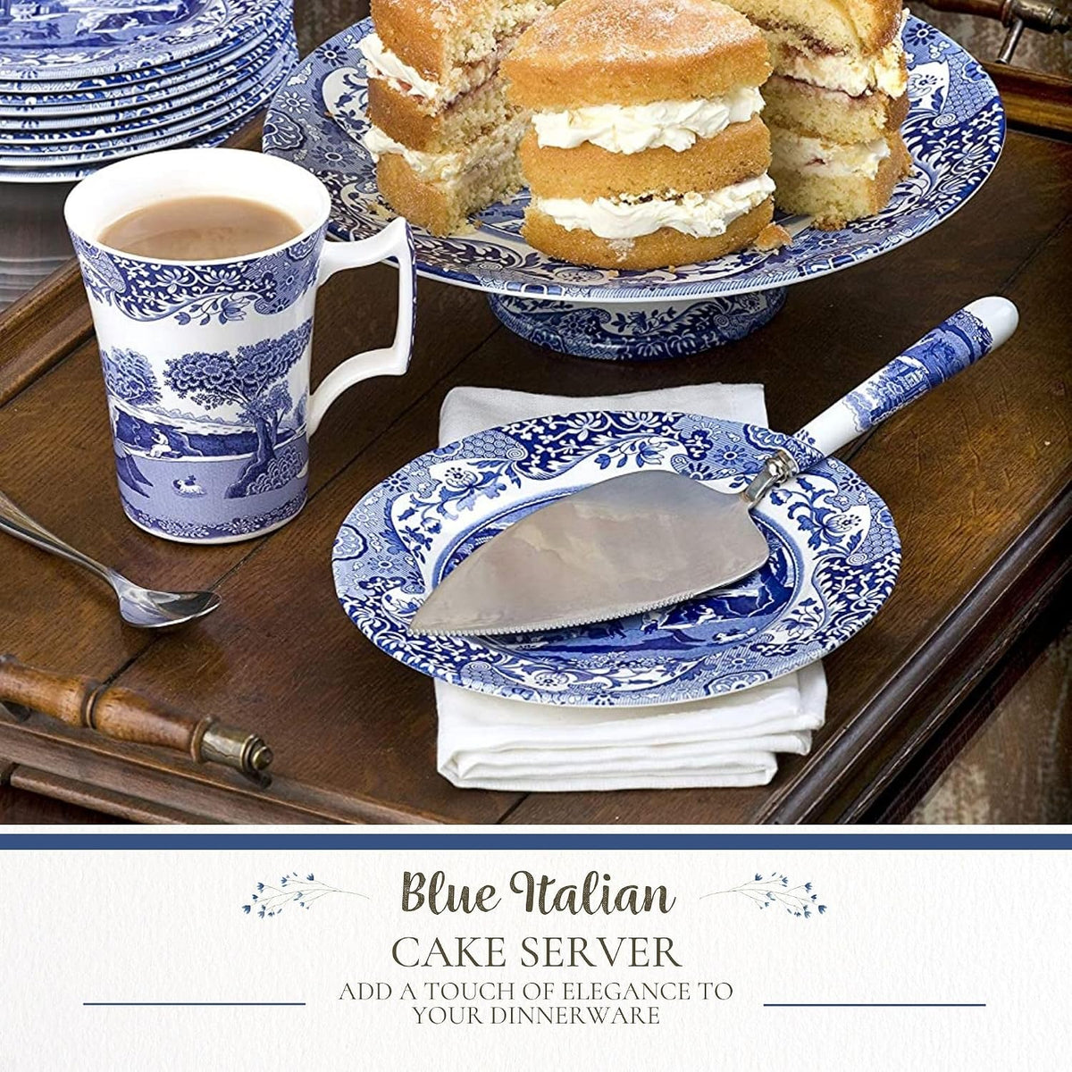 Spode Blue Italian Cake Server, 10 Inch