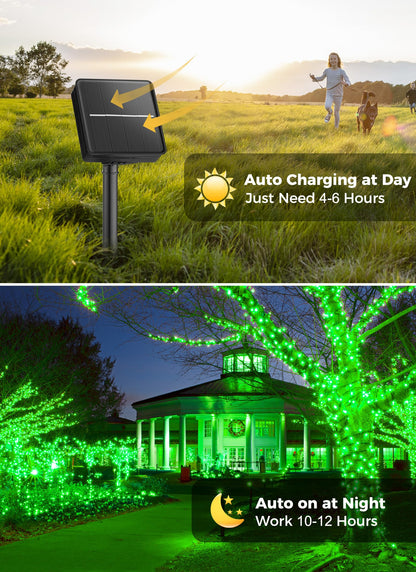 Solar Christmas String Lights, 100 LED, 40 ft