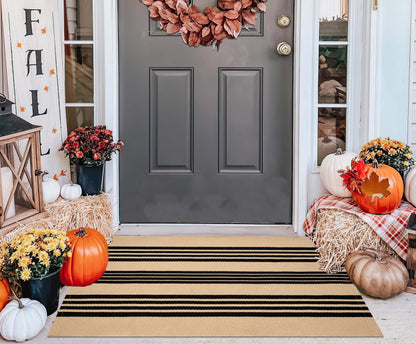 Light Blue Buffalo Plaid Cotton Door Mat, 24x35