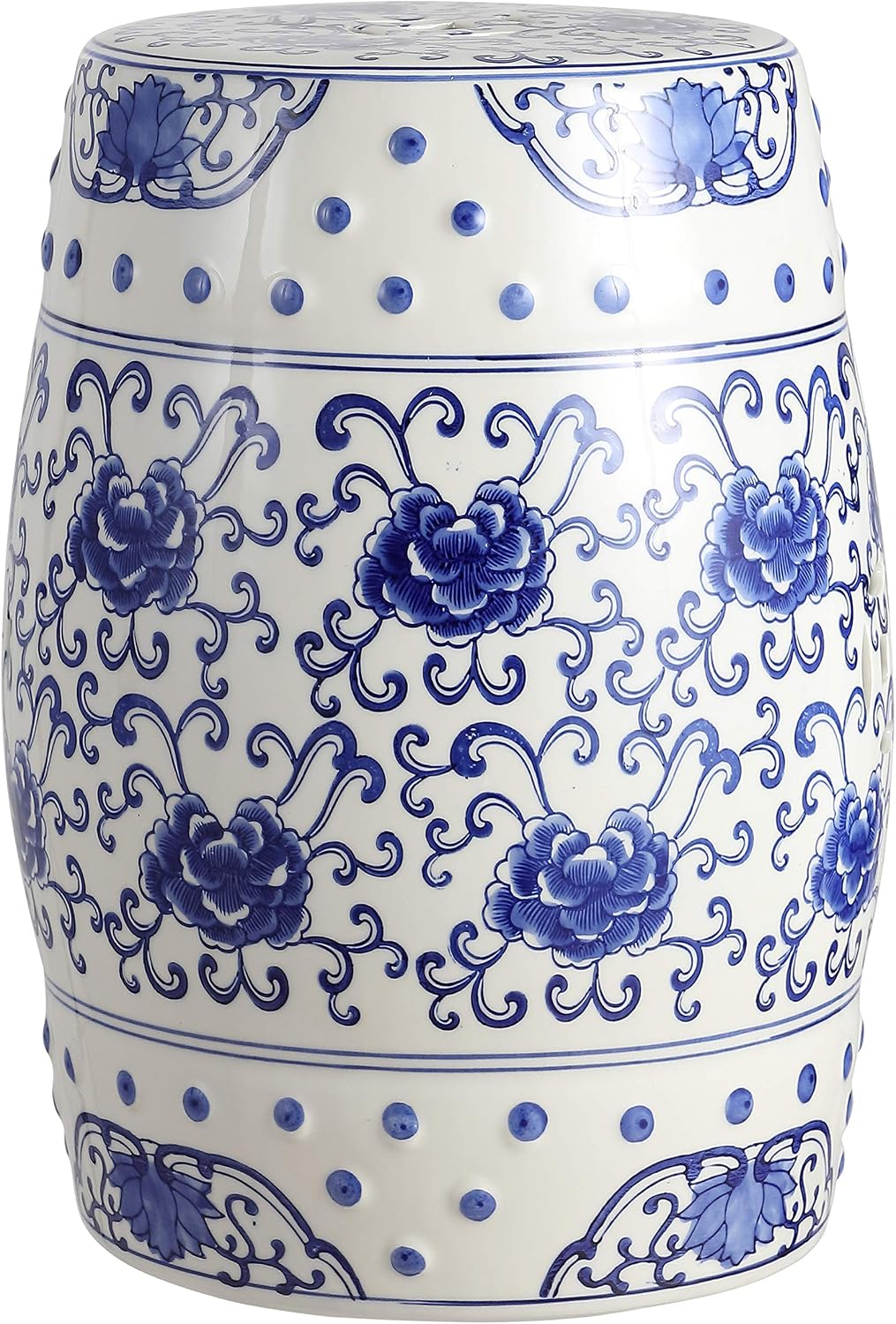 Jonathan Y Lotus Chinoiserie Garden Stool, 17.75"