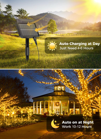 Solar Christmas String Lights, 100 LED, 40 ft
