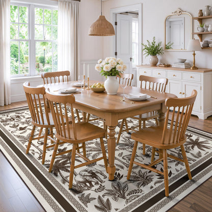 Washable French Toile Area Rug