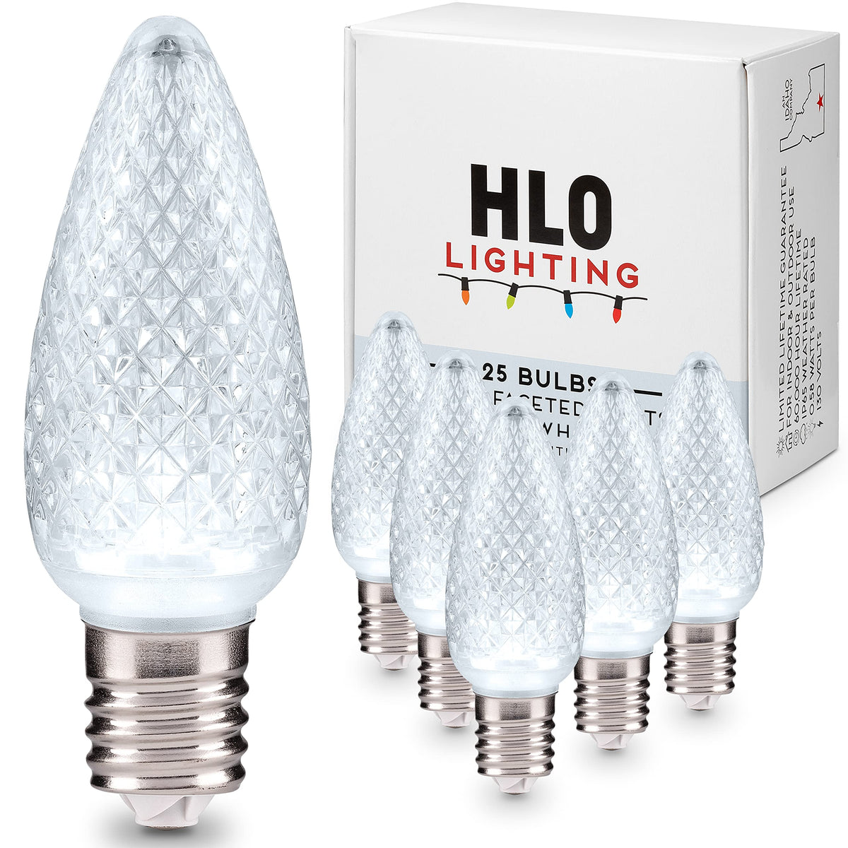 Blue C9 Faceted LED Christmas Bulbs, Set of 25
