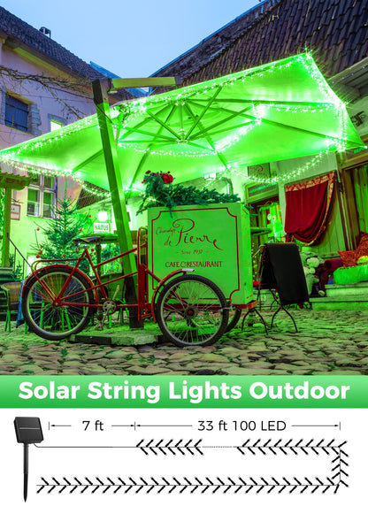 Solar Christmas String Lights, 100 LED, 40 ft