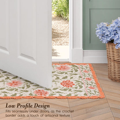 Laura Ashley Indigo Floral Crochet Border Runner Rug