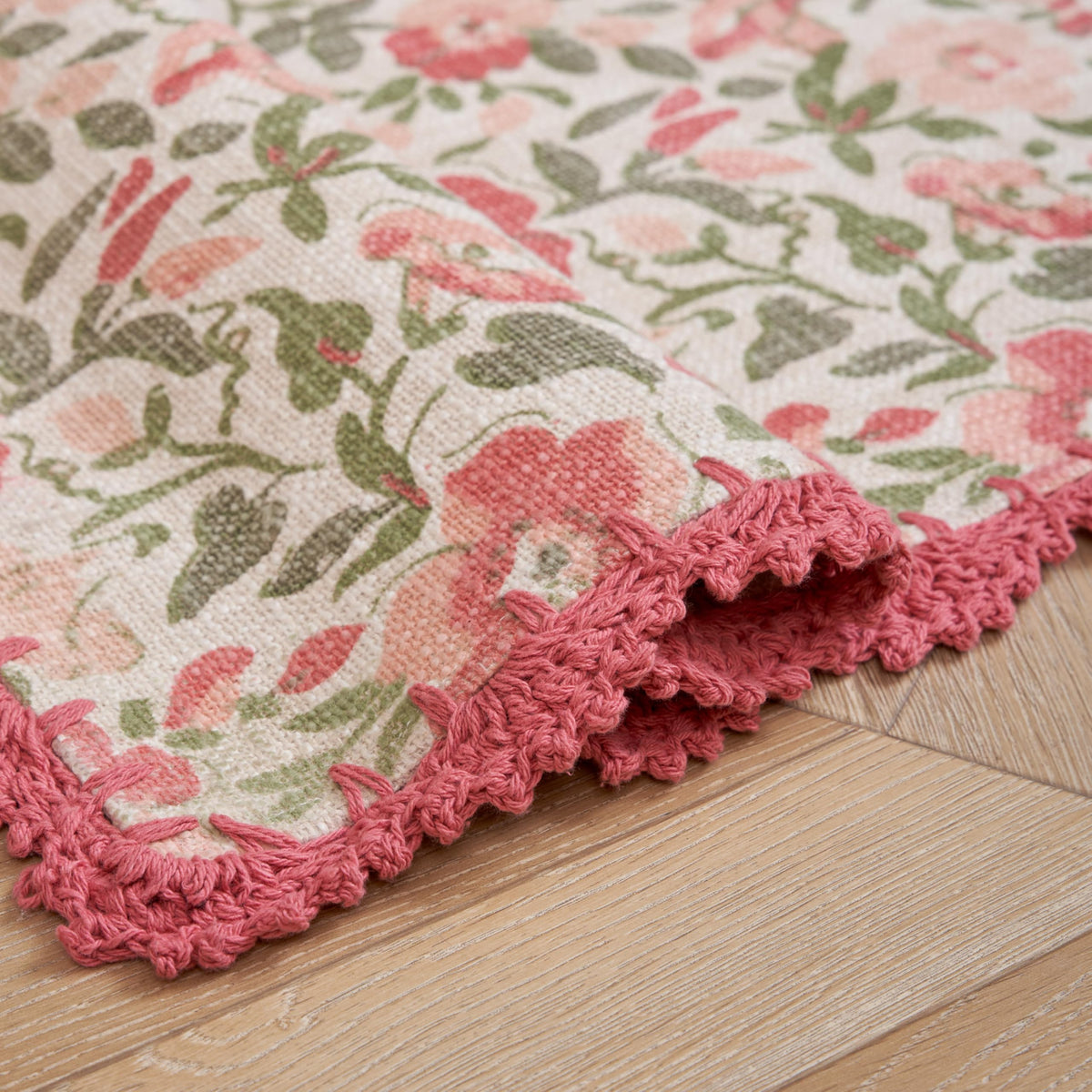 Laura Ashley Indigo Floral Crochet Border Runner Rug
