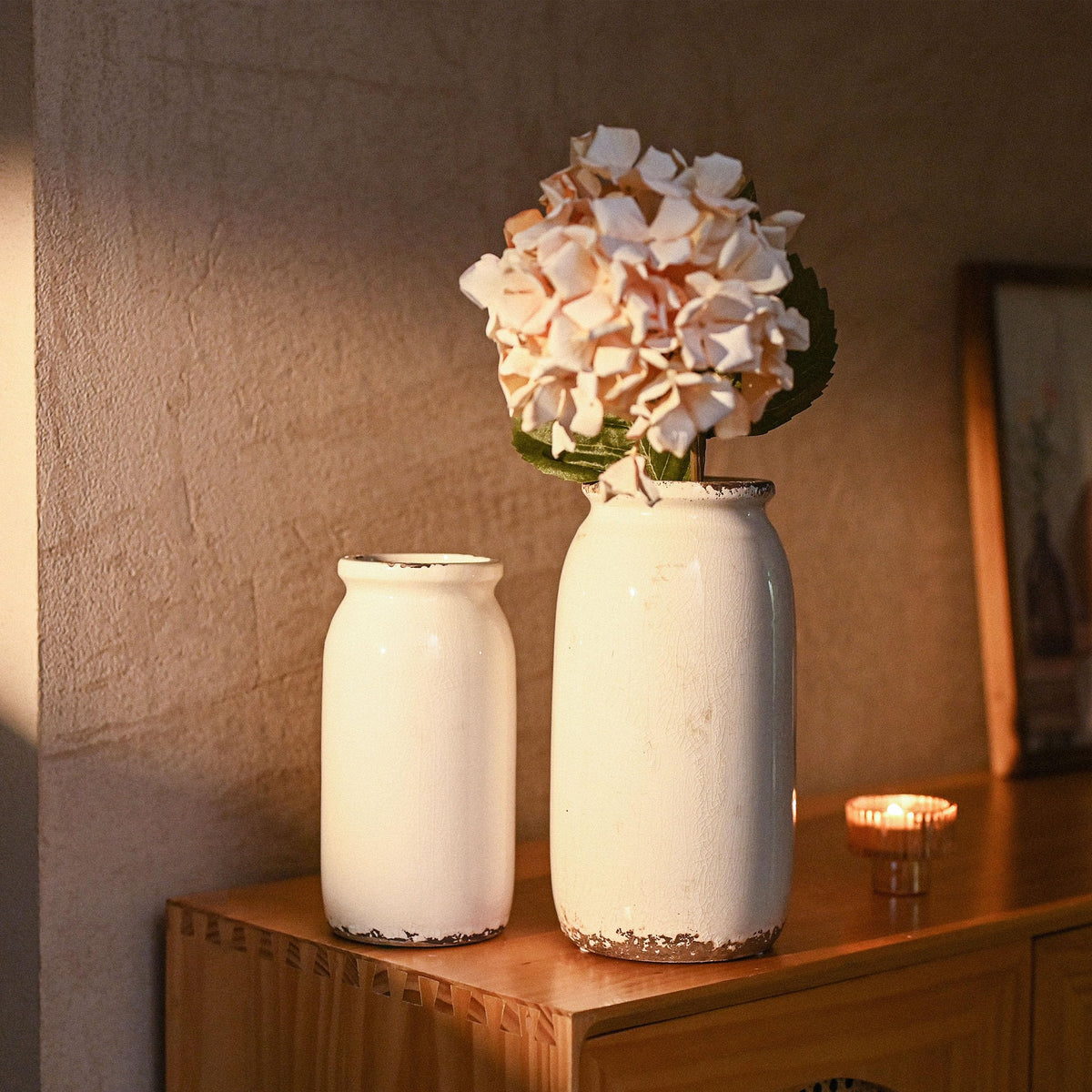 Victor & Teresa Rustic Blue and White Vase, 8"
