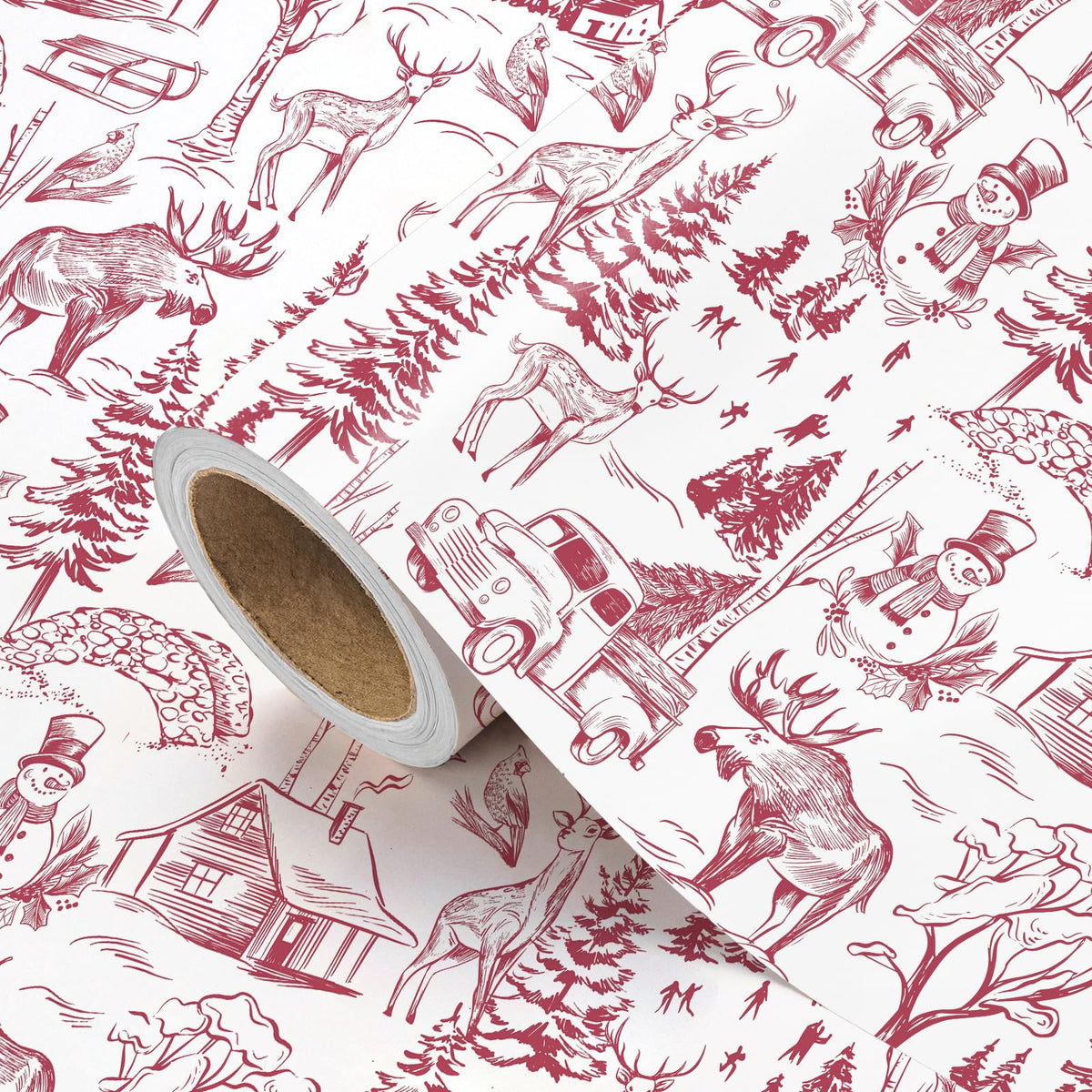 Blue Toile Christmas Wrapping Paper