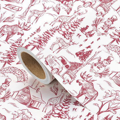 Blue Toile Christmas Wrapping Paper