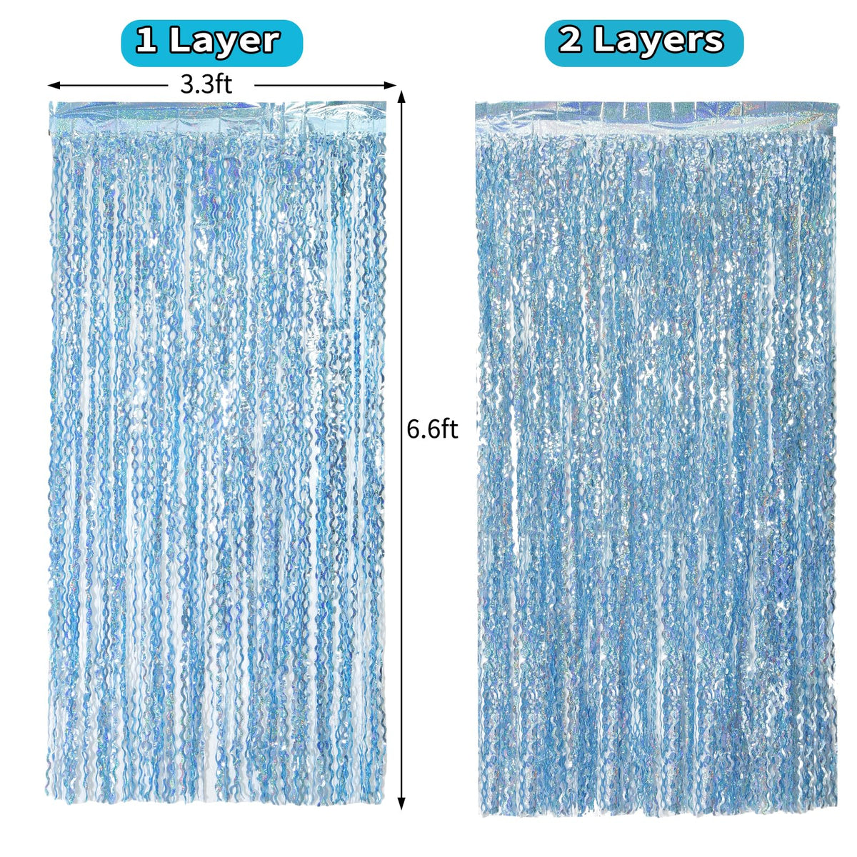 Navy Blue Foil Fringe Curtains, 4 Pack