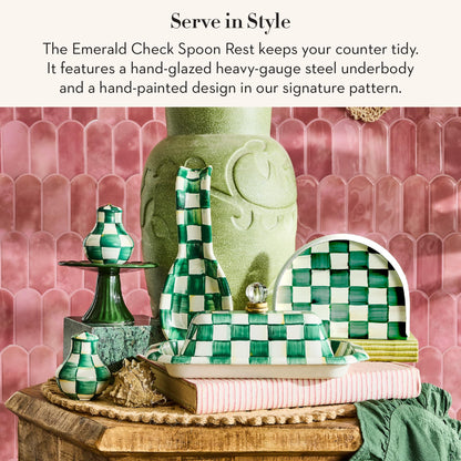 MacKenzie-Childs Enamel Spoon Rest, Royal Check