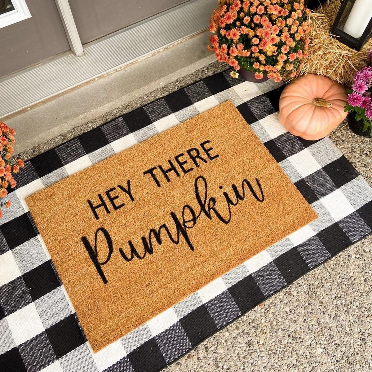 SEEKSEE Blue Buffalo Plaid Porch Rug, 27.5x43