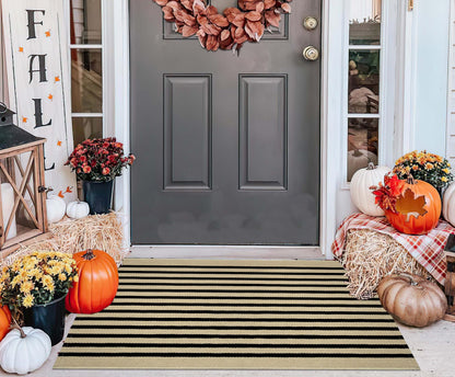 Light Blue Buffalo Plaid Cotton Door Mat, 24x35