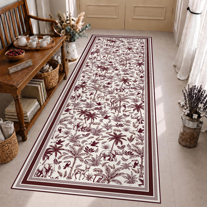 Washable French Toile Area Rug