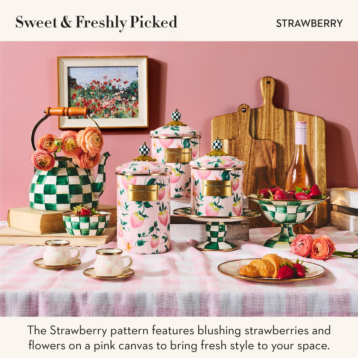 MacKenzie-Childs Enamel Canister Set, Royal Check