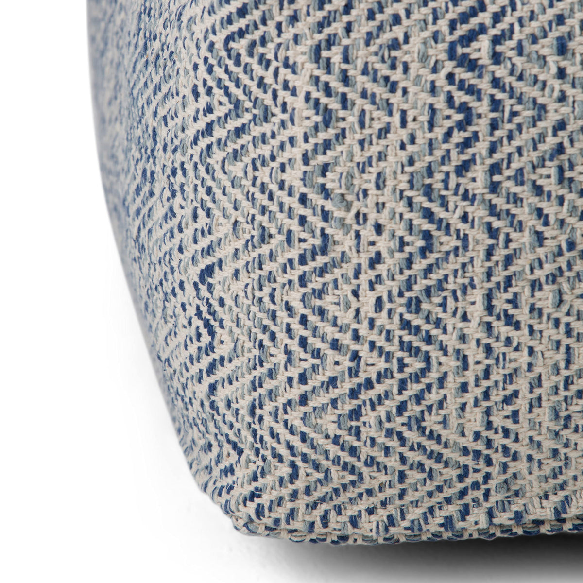 Simpli Home Cowan Blue Wool Square Pouf
