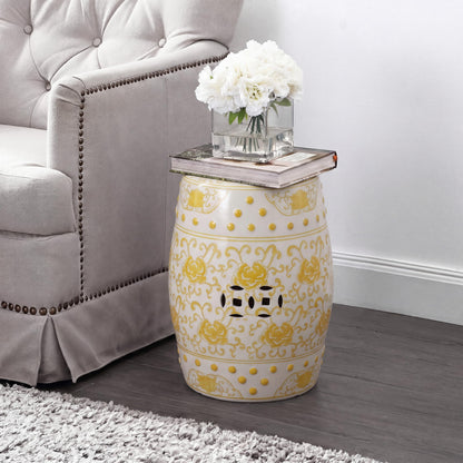 Jonathan Y Lotus Chinoiserie Garden Stool, 17.75"
