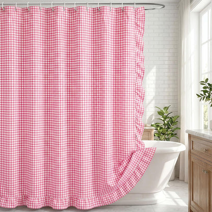 Ruffled Gingham Shower Curtain, 72 x 72