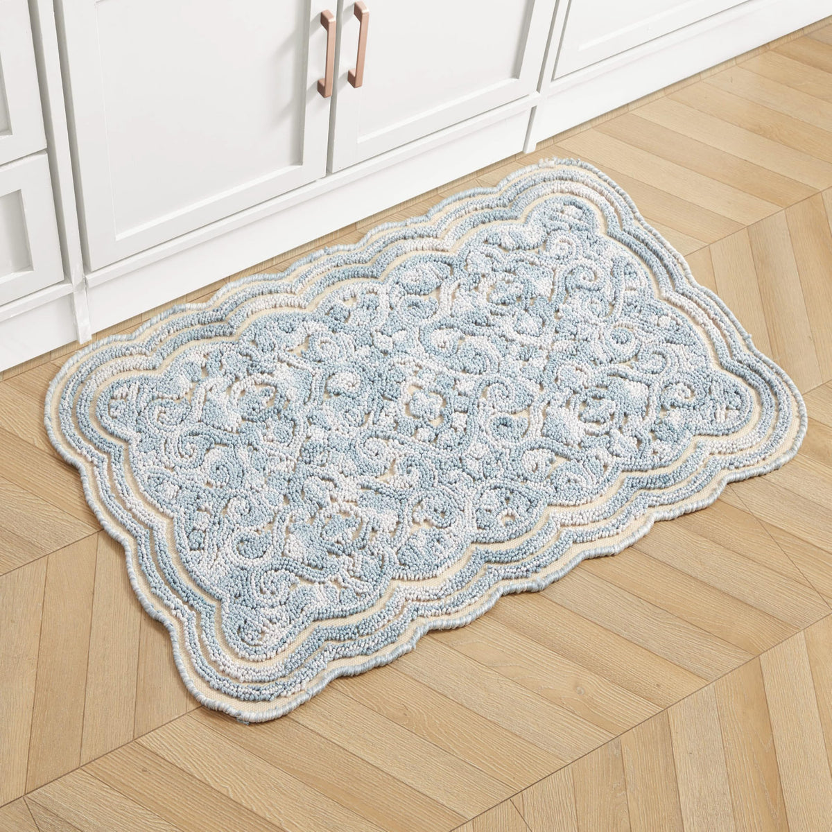 Laura Ashley Scalloped Washable Runner Rug
