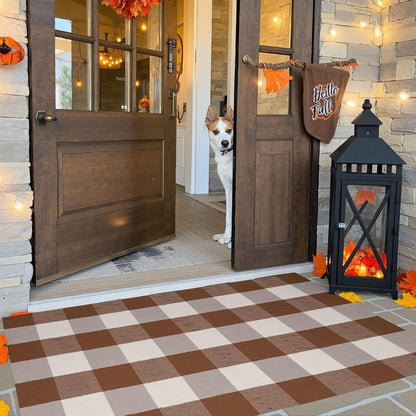Blue Buffalo Plaid Outdoor Rug, 27.5x43