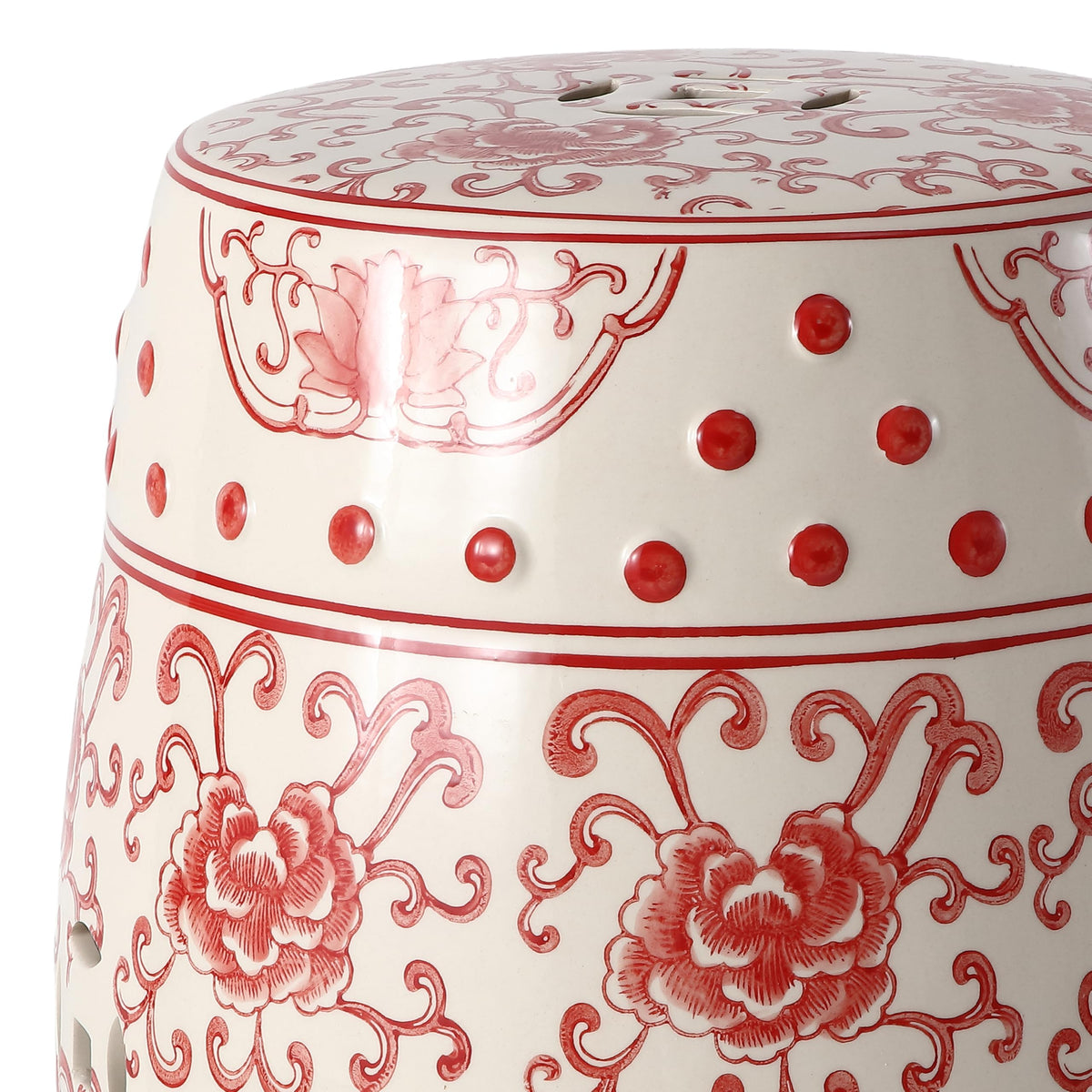 Jonathan Y Lotus Chinoiserie Garden Stool, 17.75"
