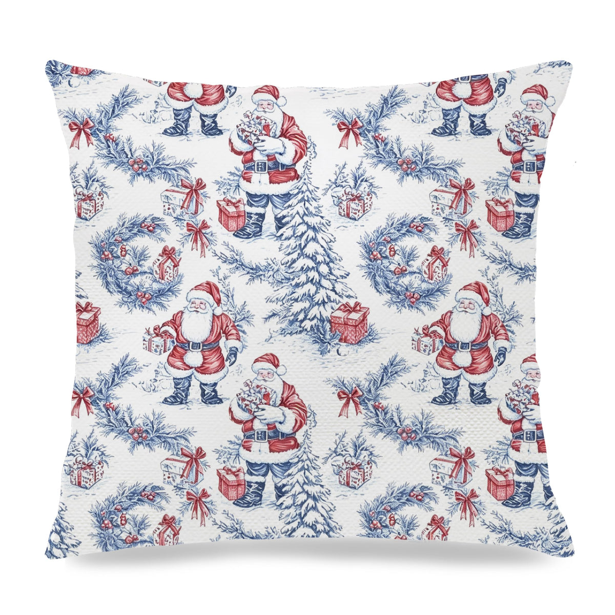 Blue Christmas Toile Pillow Covers, 18x18, Set of 2