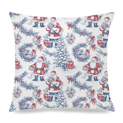 Blue Christmas Toile Pillow Covers, 18x18, Set of 2