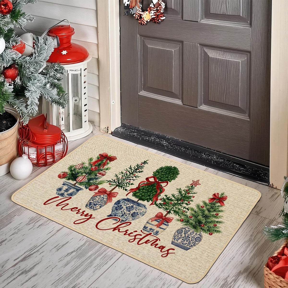 Chinoiserie Christmas Doormat, 17 x 29 Inch