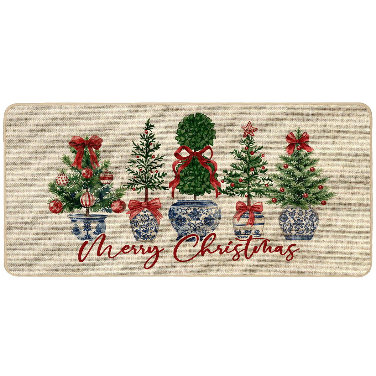Chinoiserie Christmas Doormat, 17 x 29 Inch