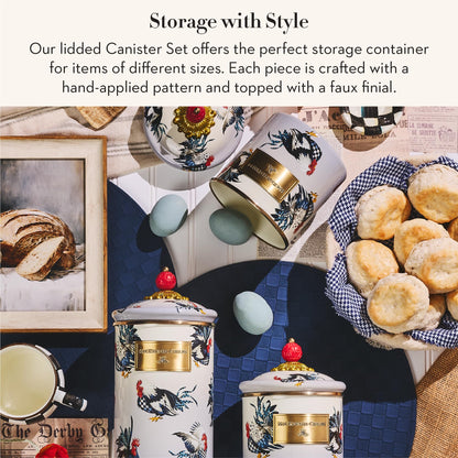 MacKenzie-Childs Enamel Canister Set, Royal Check