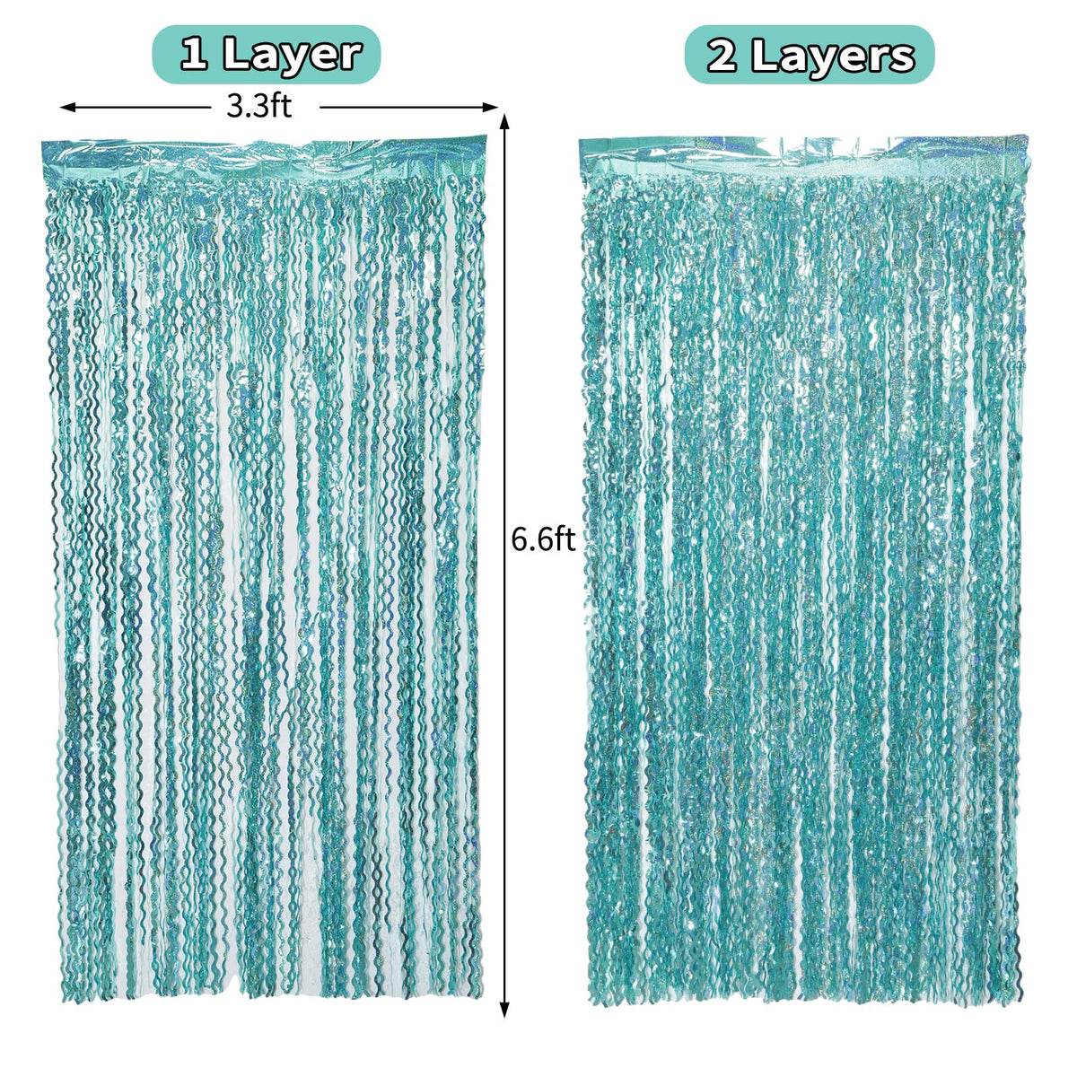 Navy Blue Foil Fringe Curtains, 4 Pack