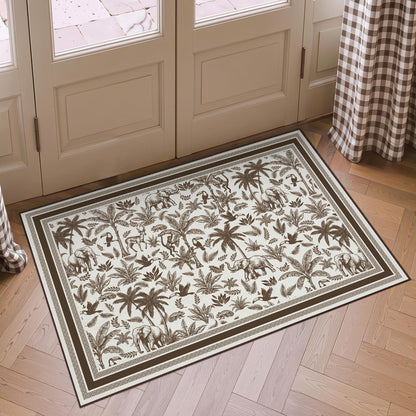 Washable French Toile Area Rug