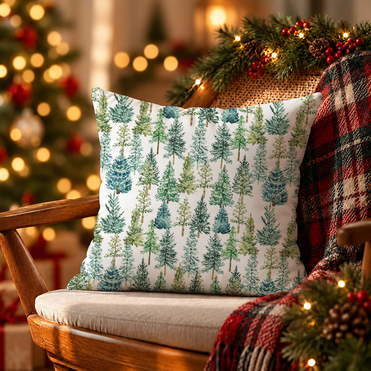 Blue Christmas Toile Pillow Covers, 18x18, Set of 2