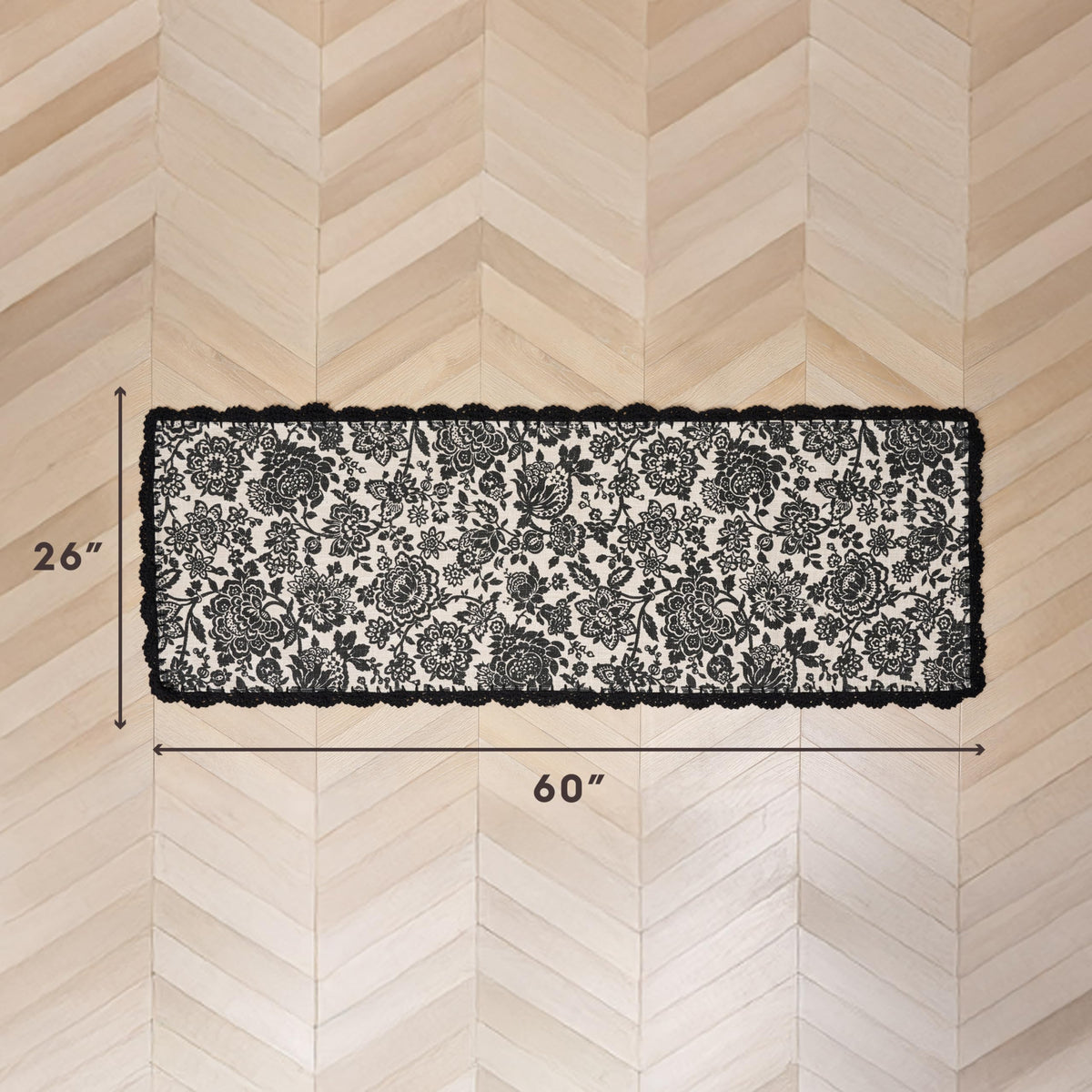 Laura Ashley Indigo Floral Crochet Border Runner Rug