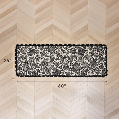 Laura Ashley Indigo Floral Crochet Border Runner Rug