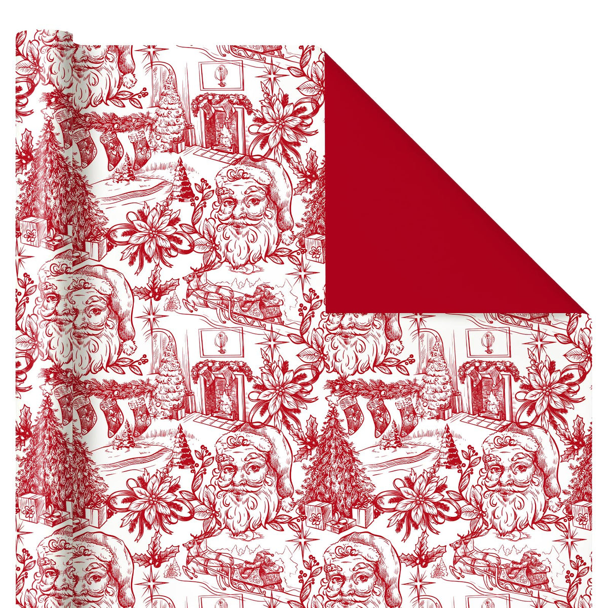 Reversible Toile Christmas Wrapping Paper