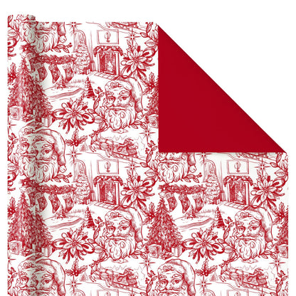 Reversible Toile Christmas Wrapping Paper