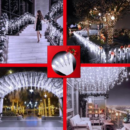 Blue and Cool White Icicle Lights, 164 ft