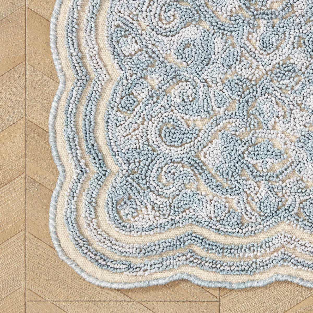 Laura Ashley Scalloped Washable Runner Rug