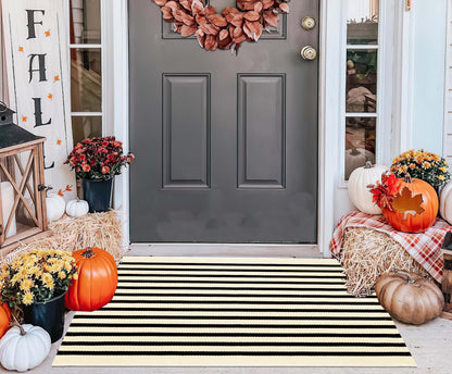 Light Blue Buffalo Plaid Cotton Door Mat, 24x35